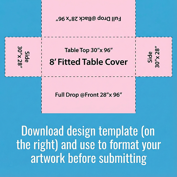 8 ft. Fitted Table Cover Diagram